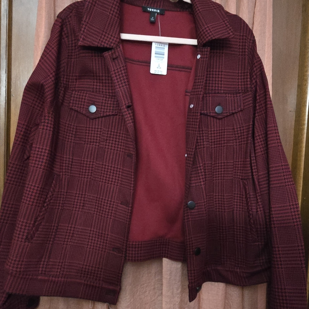 Torrid red and black plaid jacket